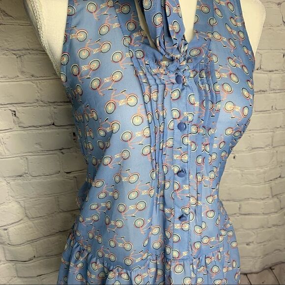 Eyeshadow Bicycle sleeveless semi sheer top with neck tie - Picture 3 of 9